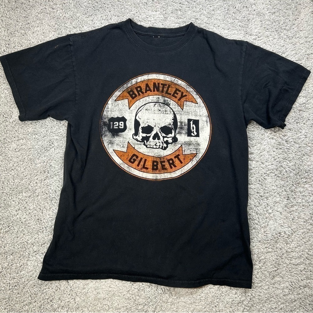Brantley Gilbert Shirt Womens Large Hell on Wheels Graphic Tee Skull Country